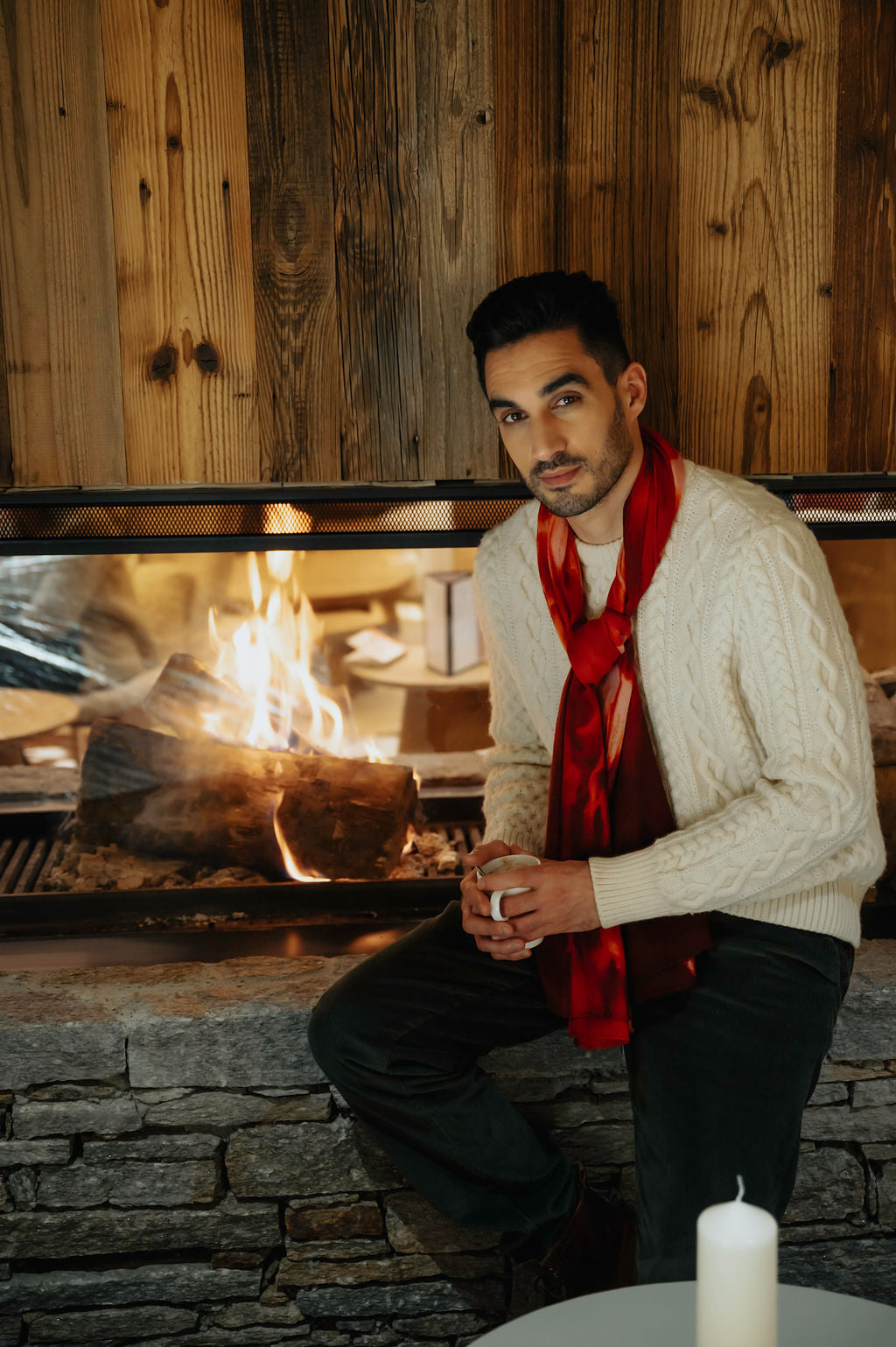 WOOL STOLE - FOUGUE FIRE RED